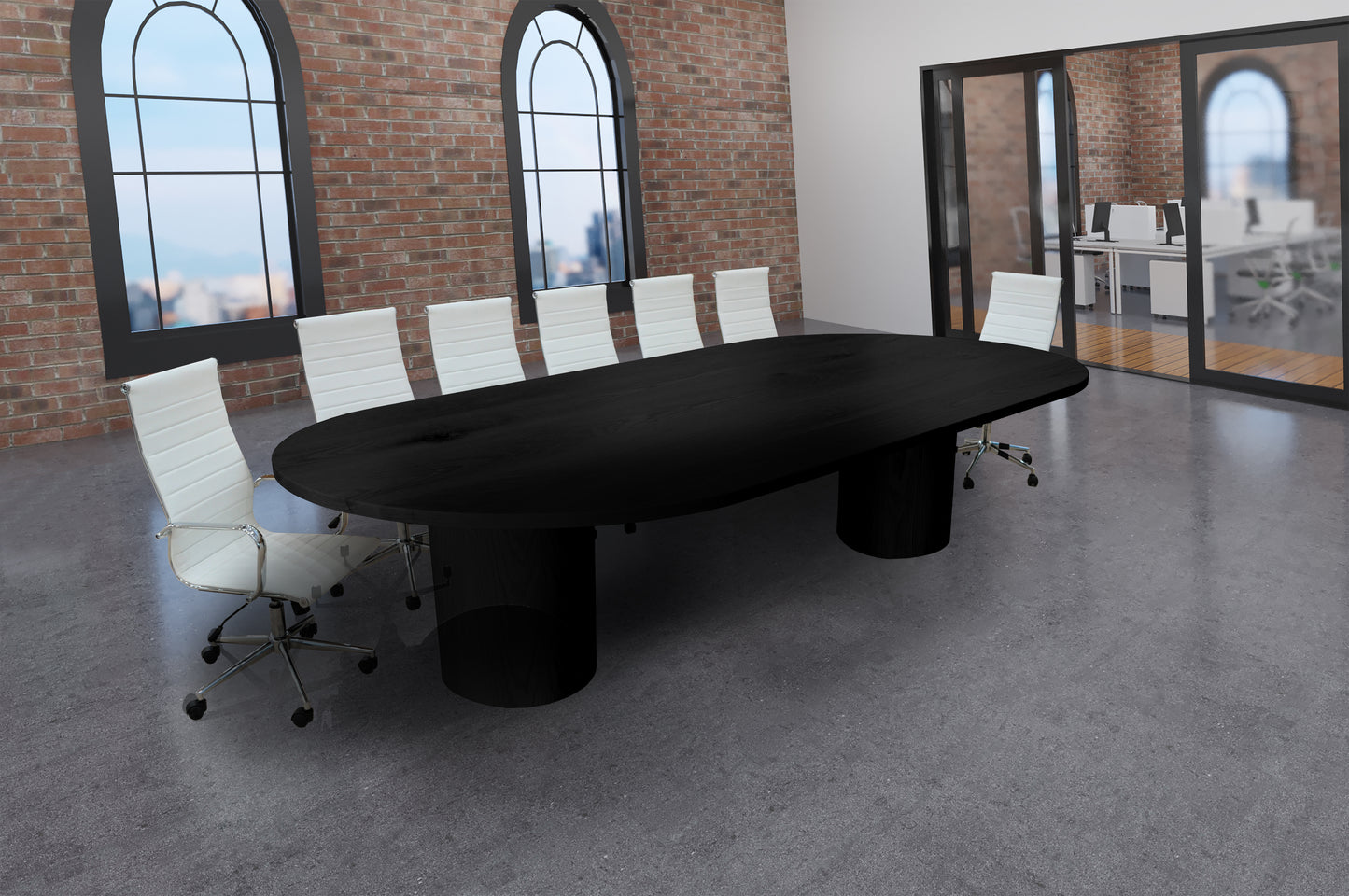 Ronde Black White Oak Racetrack Conference Table