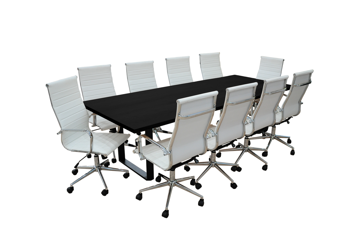 Frais 11- Piece White Oak High Back White Conference Set