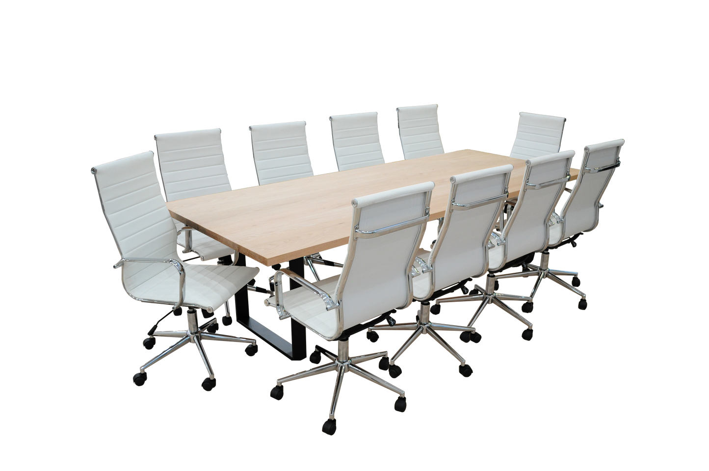 Pecunia 11- Piece White Oak High Back White Conference Set