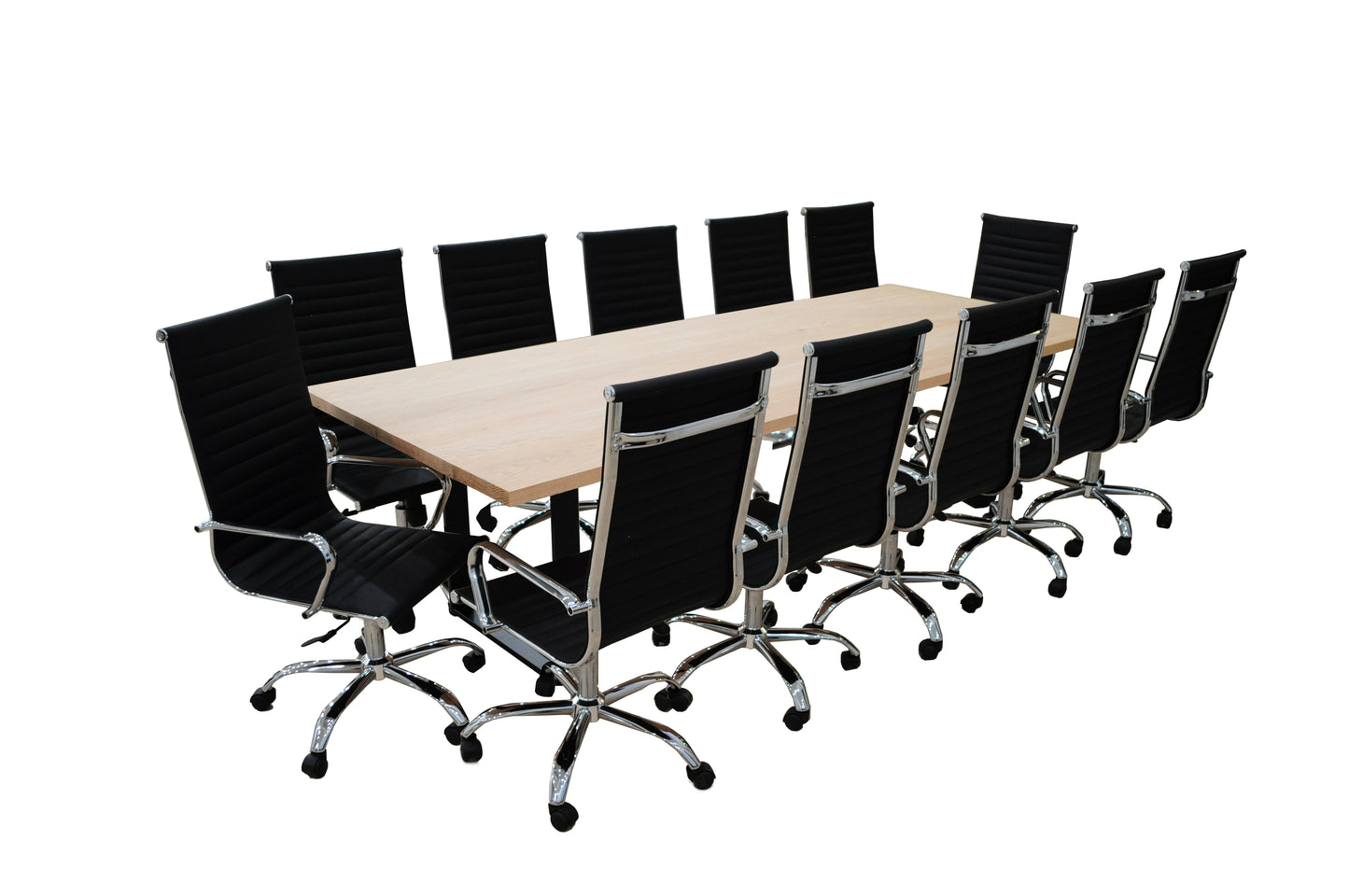 Pecunia 13- Piece White Oak High Back Black Conference Set
