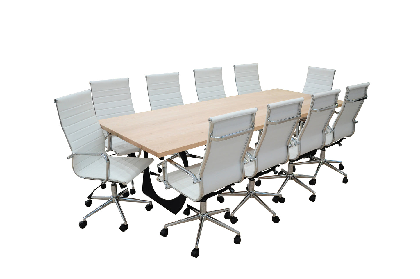 Satus 11- Piece White Oak High Back White Conference Set