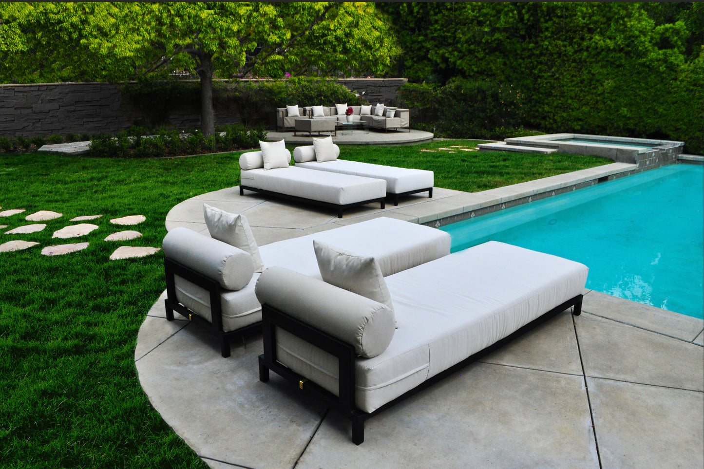 Volantes Outdoor White Chaise Loungers (Set of 2)