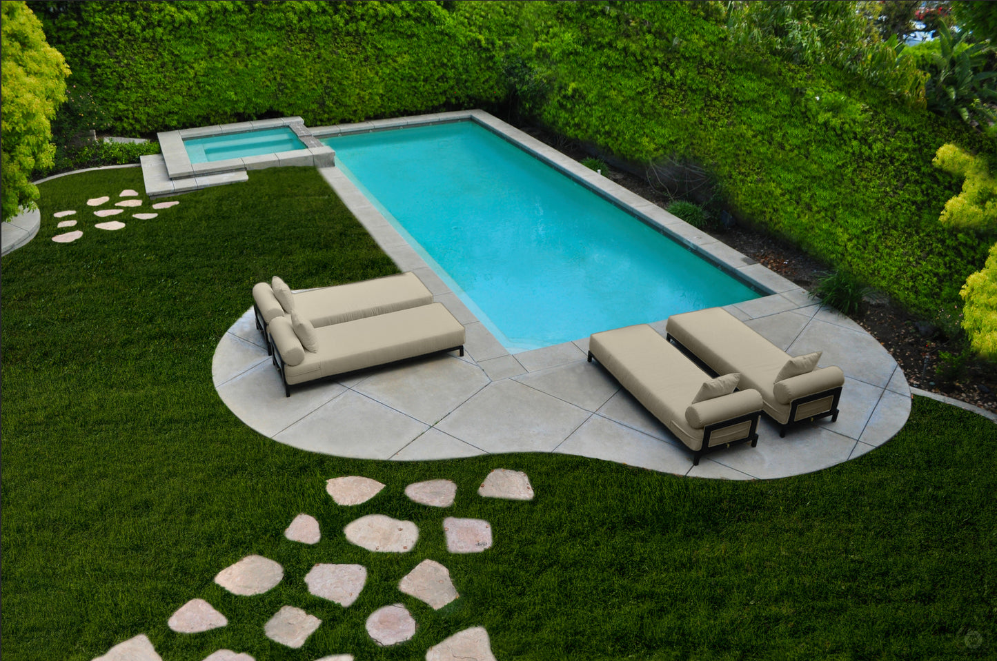 Volantes Outdoor Beige Chaise Lounger