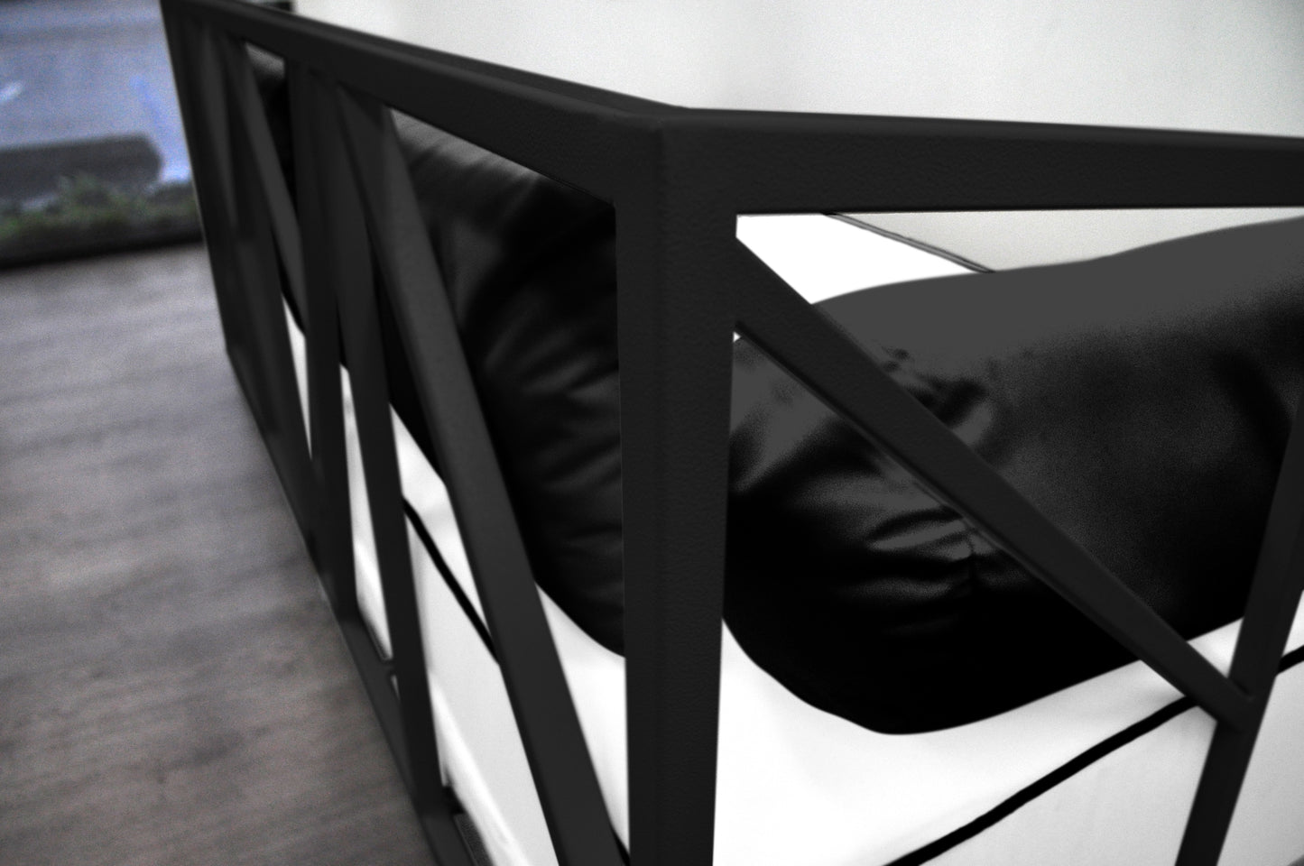 Nidum Black Daybed with White Cushions/Black Toss Pillows