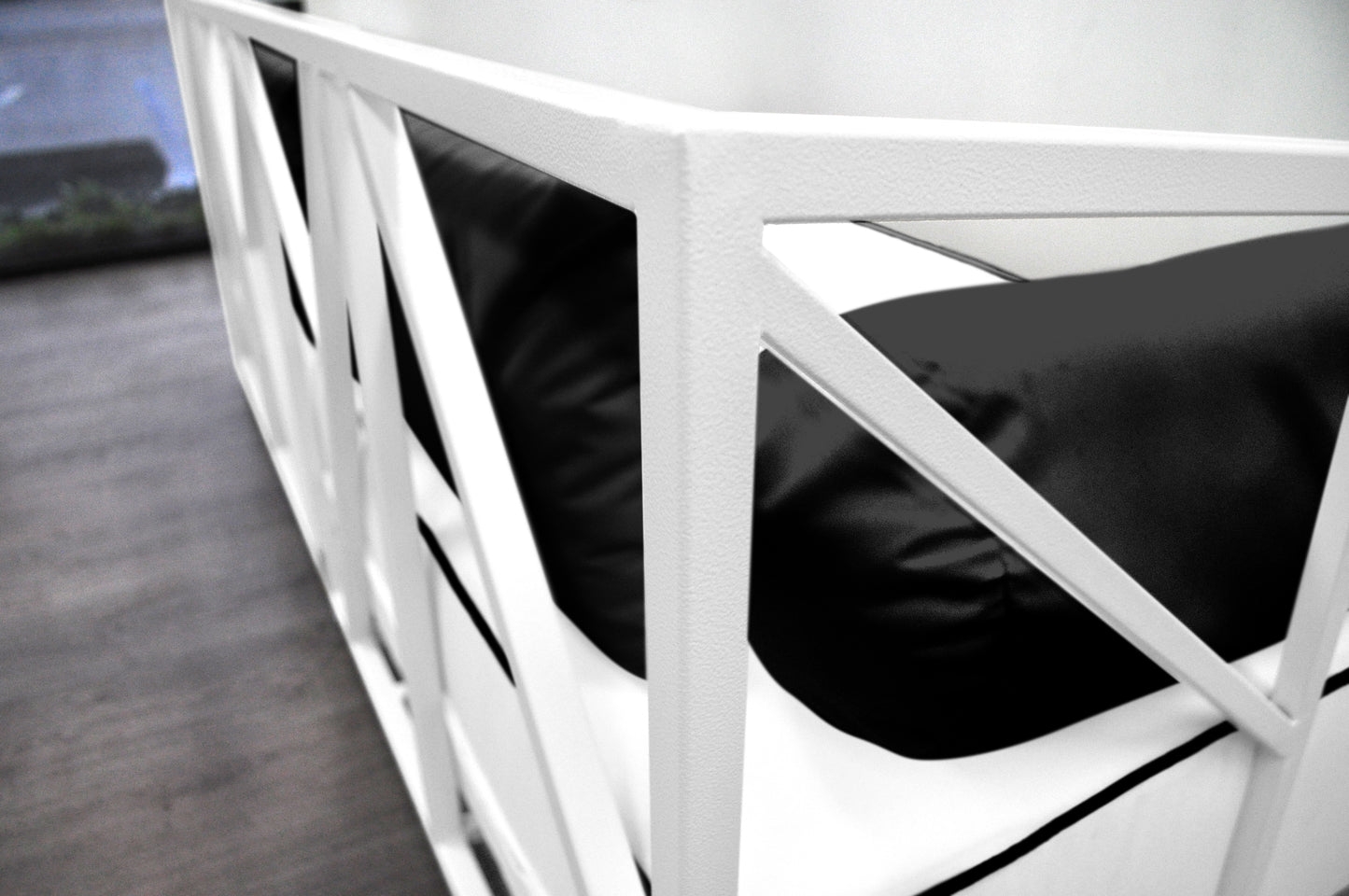 Nidum White Daybed with White Cushions/Black Toss Pillows