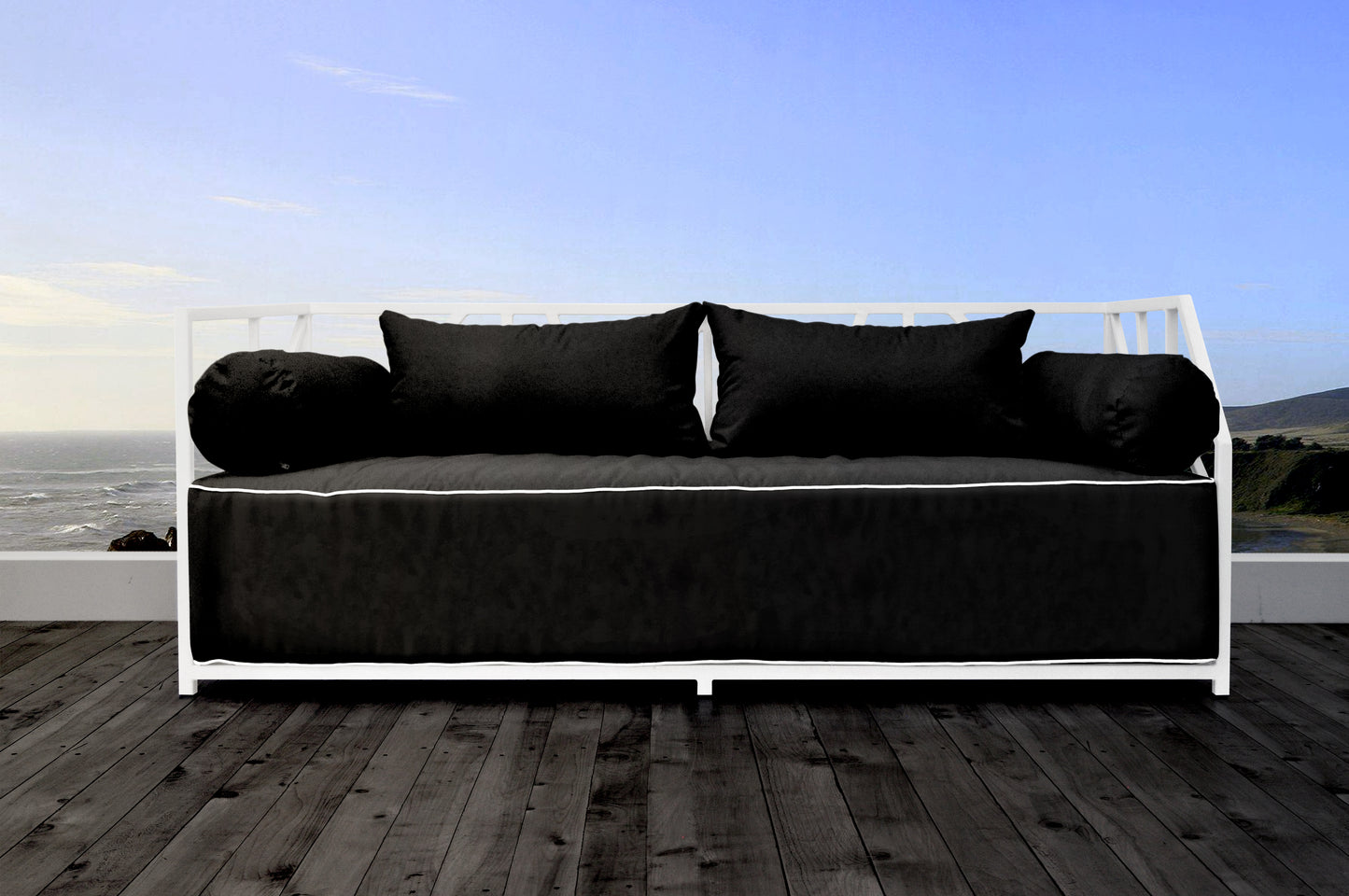 Nidum White Daybed with Black Cushions