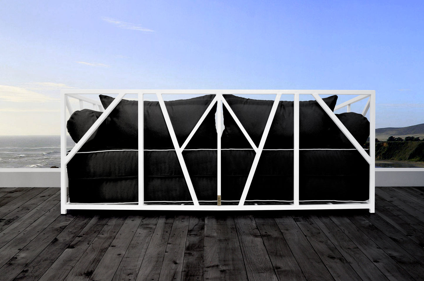 Nidum White Daybed with Black Cushions