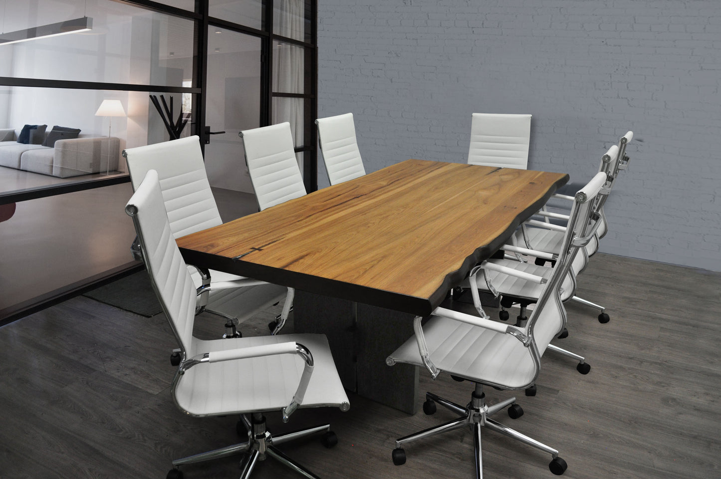 Arcum 9-Piece Live Edge White Conference Set